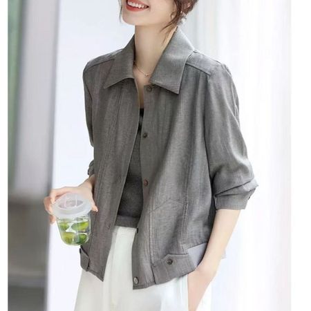 Women's Thin Coat Elegant Design Lapel Shirt Coat